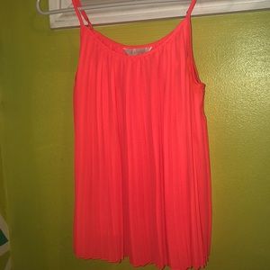 Bright coral pleated tank top